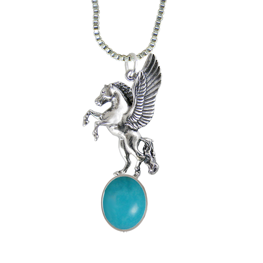 Sterling Silver Unicorn of the Summer Day Pendant With Turquoise